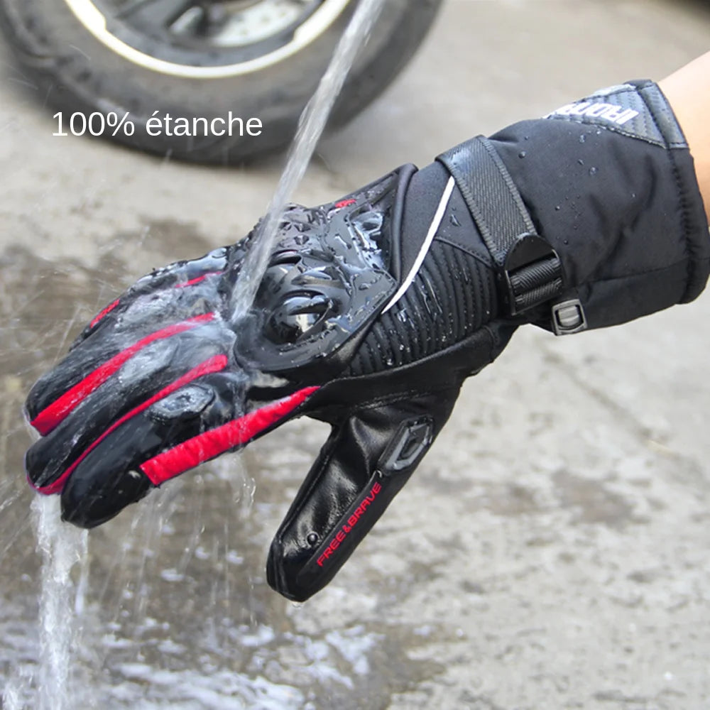 Gant de Moto Imperméable pour Homme, Coupe-vent, Motocross, Adapté à l'Écran Tactile, Hiver