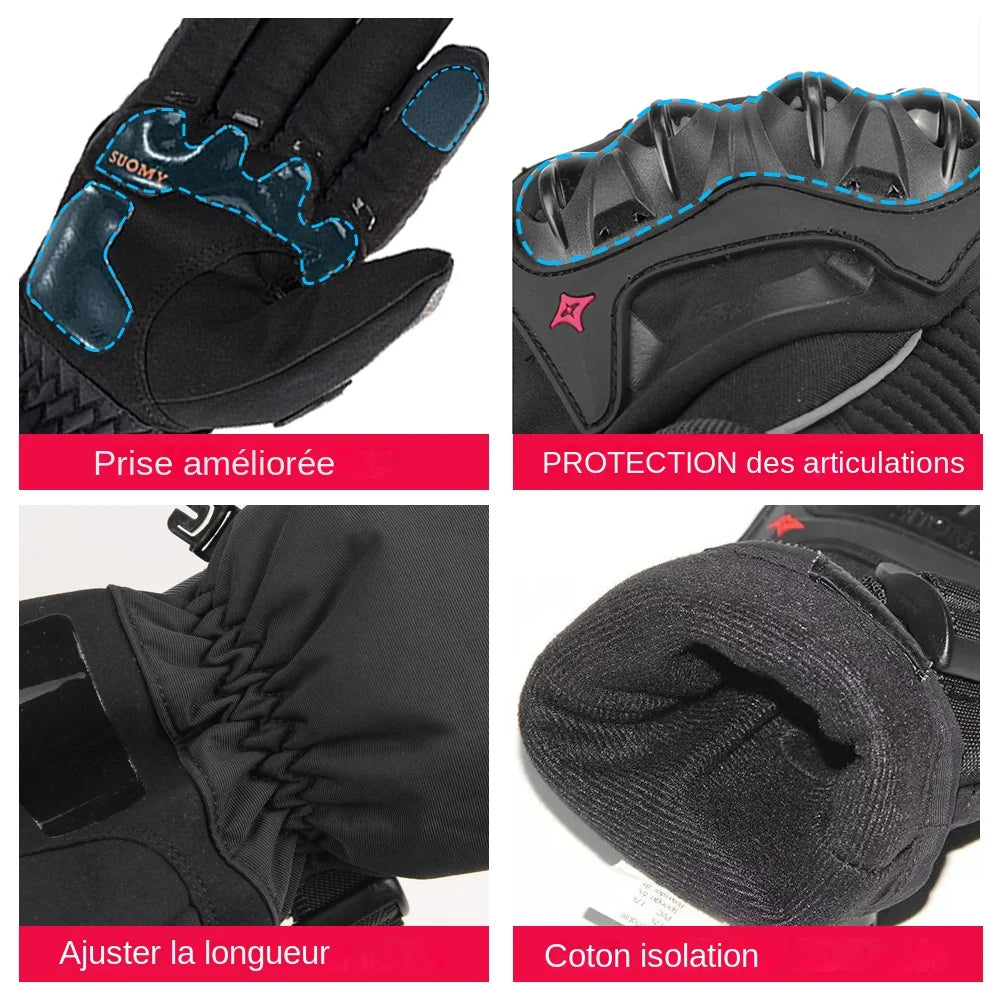 Gant de Moto Imperméable pour Homme, Coupe-vent, Motocross, Adapté à l'Écran Tactile, Hiver